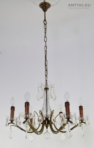 Salonowy żyrandol kryształowy antyk oświetlenie vintage zabytkowe lampy