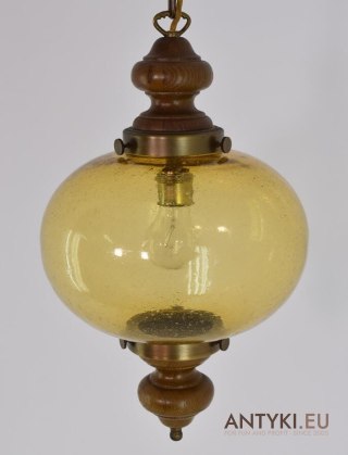 Lampa rustykalna żółta szklana kula do kuchni ganku wiatrołapu. Oświetlenie rustykalne.
