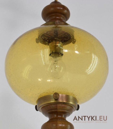 Lampa rustykalna żółta szklana kula do kuchni ganku wiatrołapu. Oświetlenie rustykalne.