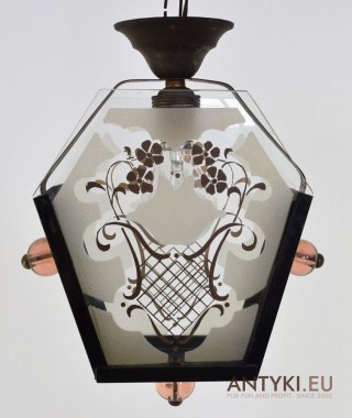 Lampka sufitowa art deco do ganku holu lampa wisząca pod daszek