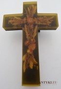 Leżący krzyż na ołtarz kładziony krzyżyk na trumnę nietypowy antyk kościelny