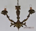 Mały styłowy żyrandol łazienkowy lampa sufitowa mosiężna zabytkowa vintage retro oświetlenie