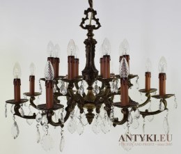 Monumentalny żyrandol z kryształami chandelier do pałacu dworu prawdziwy antyk