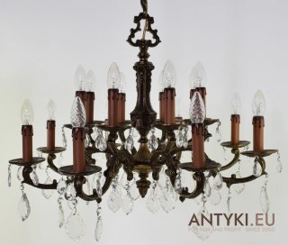 Monumentalny żyrandol z kryształami chandelier do pałacu dworu prawdziwy antyk