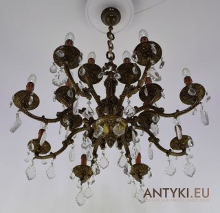 Monumentalny żyrandol z kryształami chandelier do pałacu dworu prawdziwy antyk