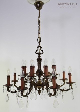 Monumentalny żyrandol z kryształami chandelier do pałacu dworu prawdziwy antyk