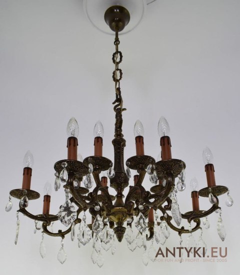 Monumentalny żyrandol z kryształami chandelier do pałacu dworu prawdziwy antyk