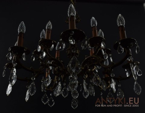 Monumentalny żyrandol z kryształami chandelier do pałacu dworu prawdziwy antyk