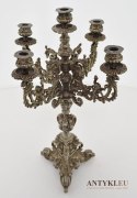 Muzealny srebrny świecznik z lat 1900 prawdziwy antyk stare srebro