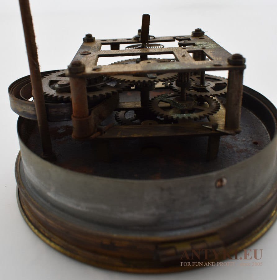 Muzealny zegar kominkowy z przystawkami czarny marmurowy clock antyczny