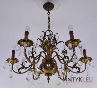 Muzealny żyrandol z kryształami antyk chandelier z lat 1930 zabytkowe oświetlenie