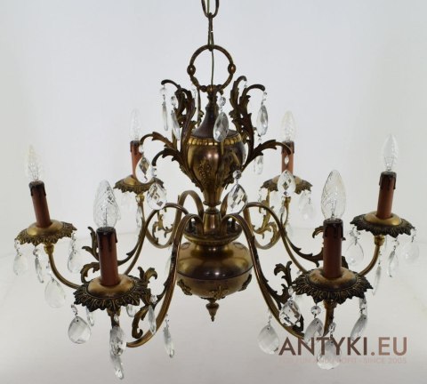 Muzealny żyrandol z kryształami antyk chandelier z lat 1930 zabytkowe oświetlenie