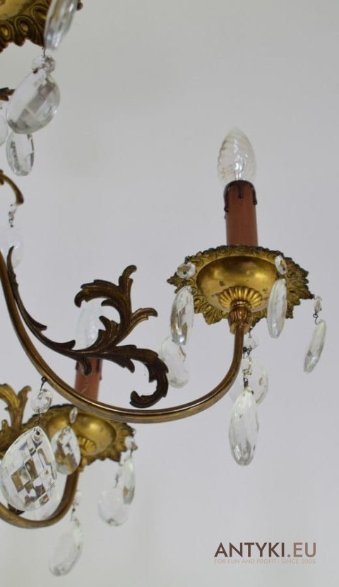 Muzealny żyrandol z kryształami antyk chandelier z lat 1930 zabytkowe oświetlenie