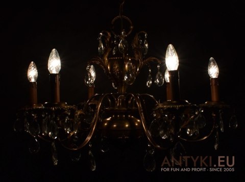 Muzealny żyrandol z kryształami antyk chandelier z lat 1930 zabytkowe oświetlenie