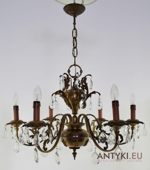 Muzealny żyrandol z kryształami antyk chandelier z lat 1930 zabytkowe oświetlenie