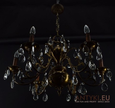 Muzealny żyrandol z kryształami antyk chandelier z lat 1930 zabytkowe oświetlenie