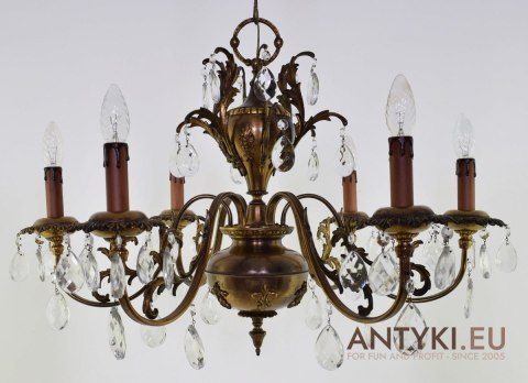 Muzealny żyrandol z kryształami antyk chandelier z lat 1930 zabytkowe oświetlenie