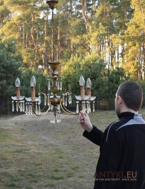 Muzealny żyrandol z kryształowymi zawieszkami lampa wisząca z kryształkami