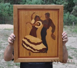 Obraz drewniany intarsje tańczący flamenco