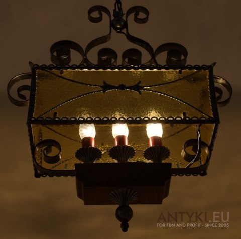 Oryginalna lampa sufitowa rustyk żyrandol rustykalny rasowy styl do dworku gospody