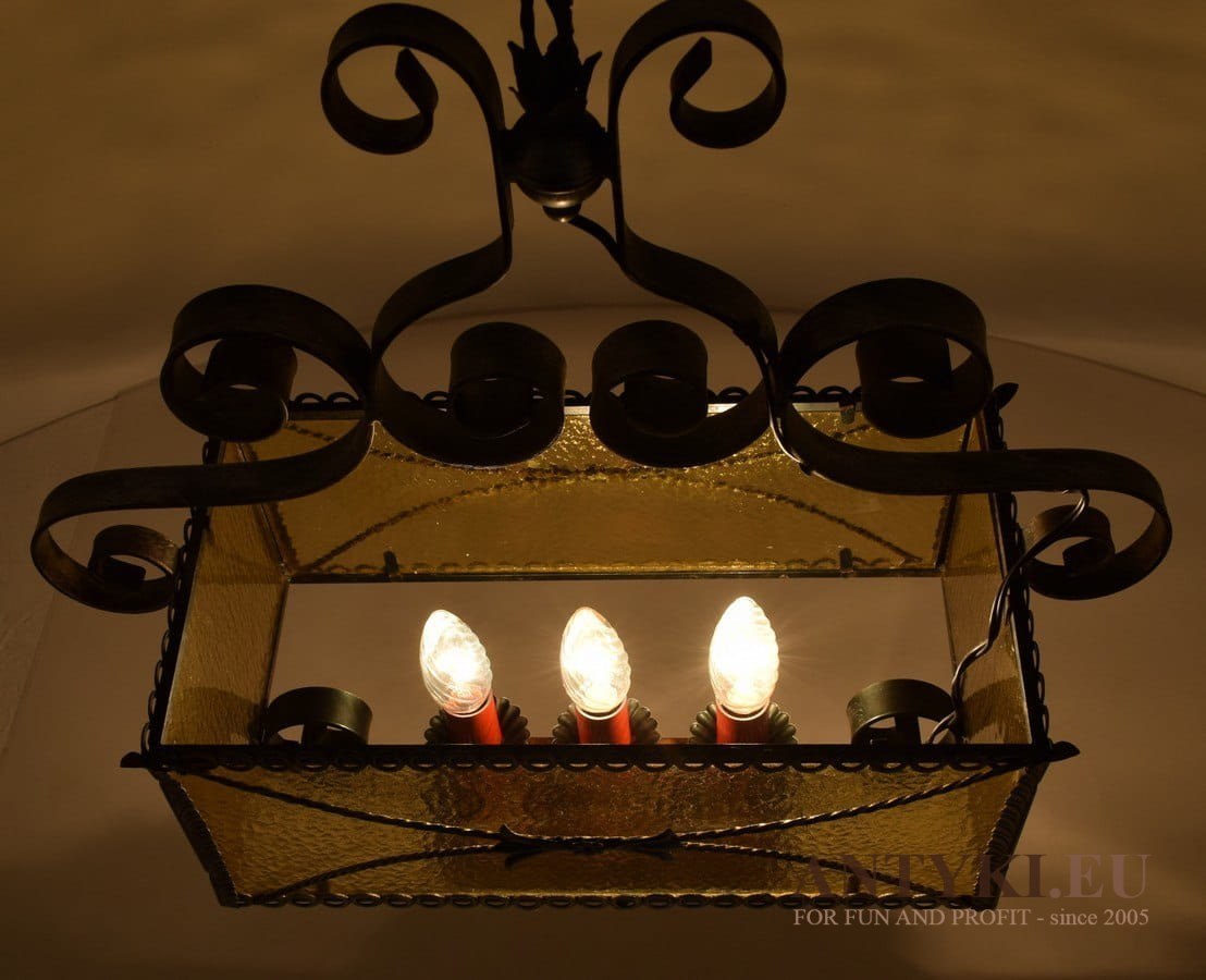 Oryginalna lampa sufitowa rustyk żyrandol rustykalny rasowy styl do dworku gospody