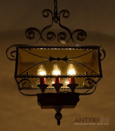 Oryginalna lampa sufitowa rustyk żyrandol rustykalny rasowy styl do dworku gospody