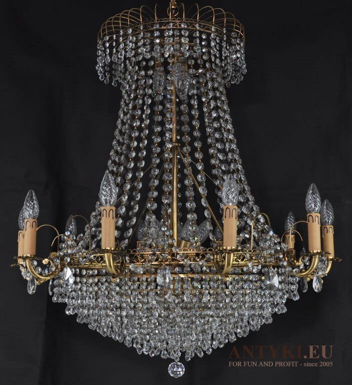 Pałacowy żyrandol kryształowy na 21 żarówek antyk z lat 1920 ANTYK
