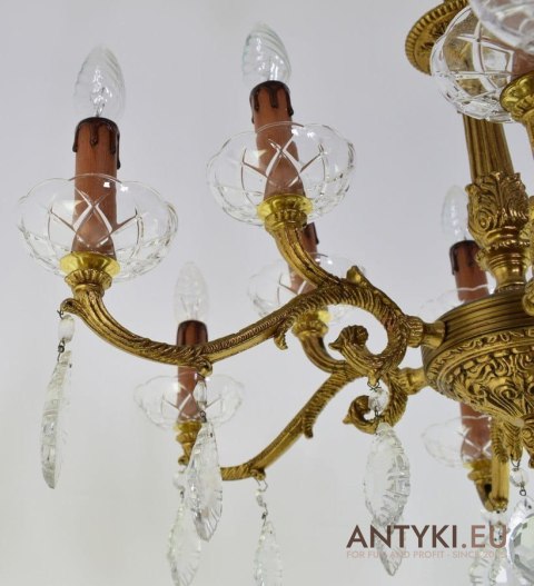 Pałacowy żyrandol z kryształami antyk do pałacowego salonu antyczne lampy na 12 żarówek