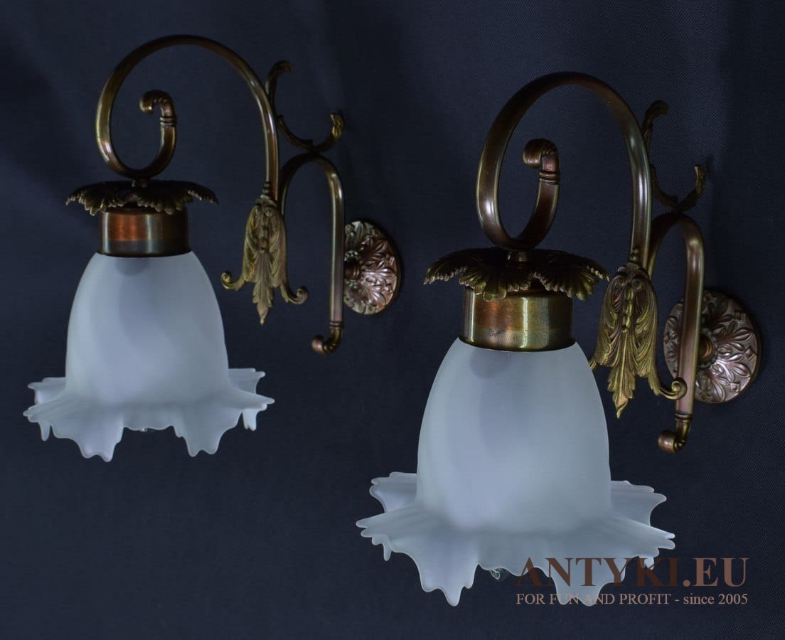 Para rustykalnych lamp ściennych retro kinkiety z kloszami