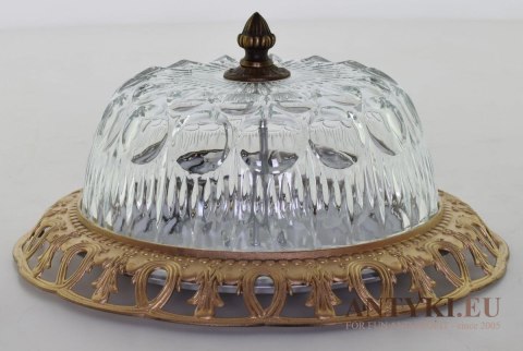Plafon rustykalny z kryształowym kloszem półokrągła lampa sufitowa