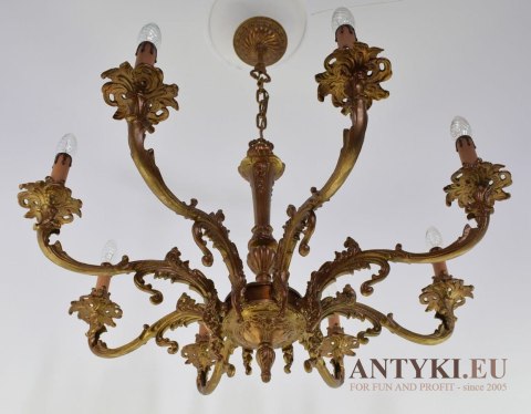 Potężny żyrandol barokowy salonowy antyk lampa wisząca nad stół