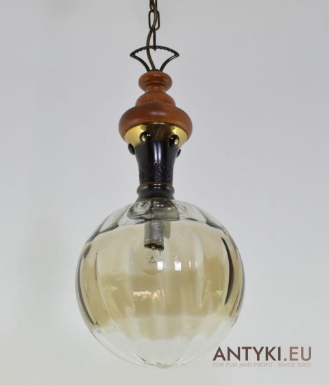 Retro austriacka elegancka lampa wisząca Mundgeblasen Handgearbeitet Oberglas AUSTRIA rustykalne oświetlenie