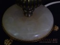 Retro lampka stołowa babcina lampeczka marmur mosiądz szklny klosz