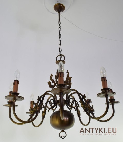 Retro żyrandol salonowy vintage starodawna lampa wisząca nad stolik antyki