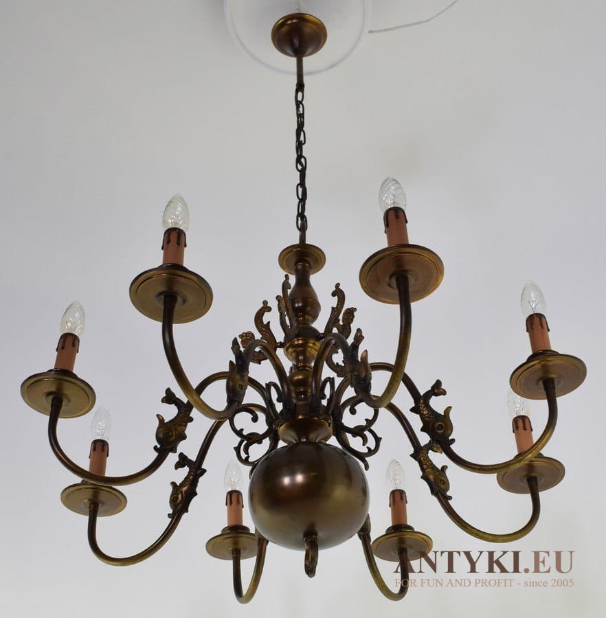 Retro żyrandol salonowy vintage starodawna lampa wisząca nad stolik antyki