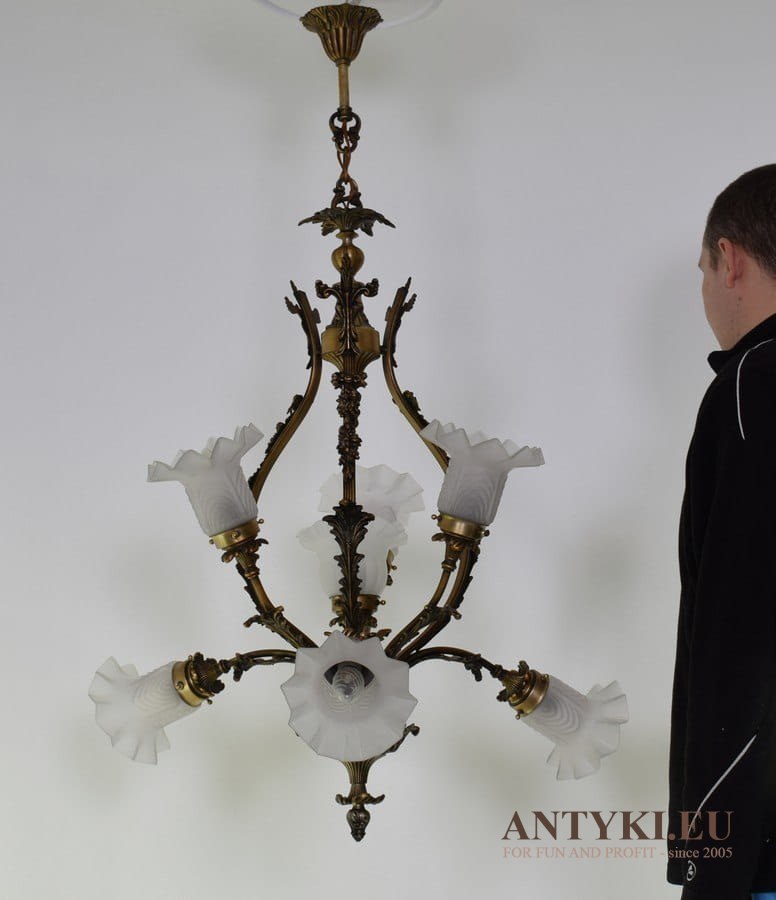 Rewelacyjny żyrandol antyczny lampa wisząca secesyjna muzealna