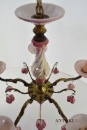 Różowy żyrandol z różyczkami słodziutka lampa sufitowa do dziewczęcego pokoju