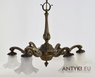 Secesyjny żyrandol salonowy Art Nouveau lampa sufitowa Jugendstil antyk do zamku