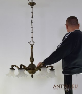 Secesyjny żyrandol salonowy Art Nouveau lampa sufitowa Jugendstil antyk do zamku