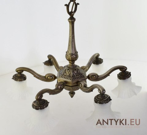Secesyjny żyrandol salonowy Art Nouveau lampa sufitowa Jugendstil antyk do zamku