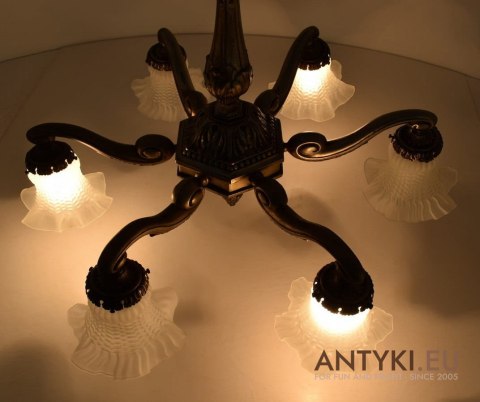 Secesyjny żyrandol salonowy Art Nouveau lampa sufitowa Jugendstil antyk do zamku