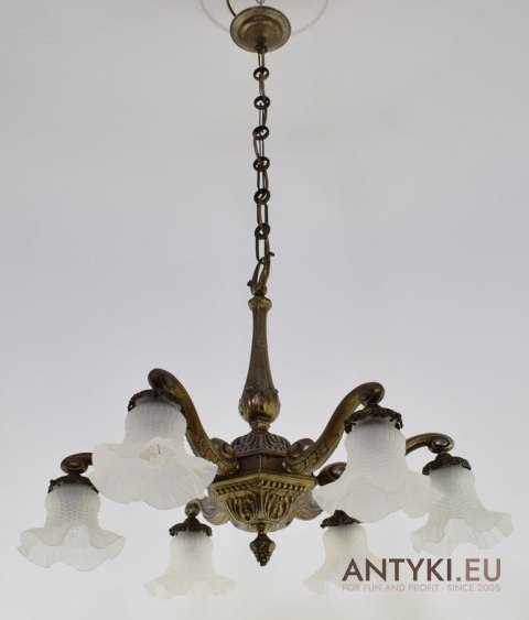 Secesyjny żyrandol salonowy Art Nouveau lampa sufitowa Jugendstil antyk do zamku