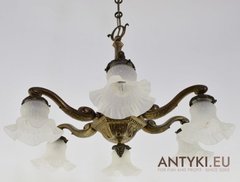 Secesyjny żyrandol salonowy Art Nouveau lampa sufitowa Jugendstil antyk do zamku