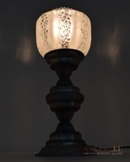 Srebrna lampa stołowa do dworku duża lampka cynowa na stolik 92% ETAIN