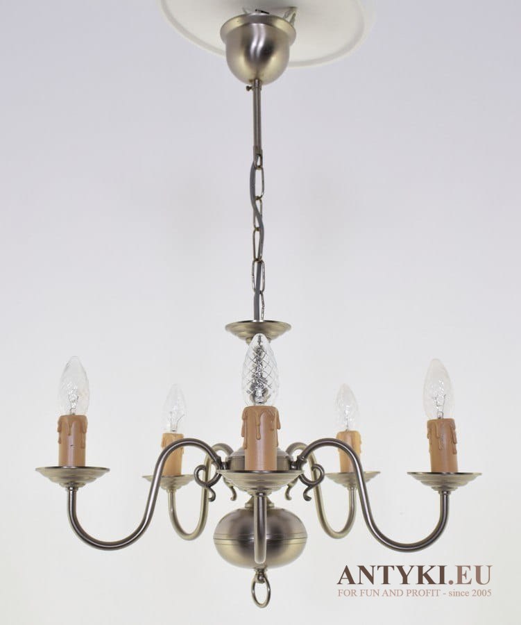Srebrny żyrandol klasyczny salonowy pająk do ganku holu lampa wisząca na korytarz