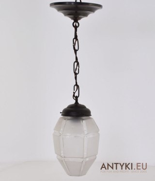 Stara lampa sufitowa art deco oryginalny klosz antyk z lat 1920 zabytkowe oświetlenie