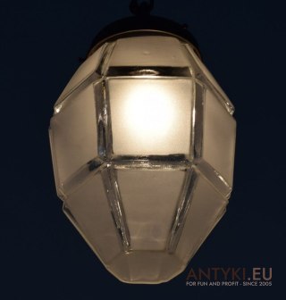 Stara lampa sufitowa art deco oryginalny klosz antyk z lat 1920 zabytkowe oświetlenie