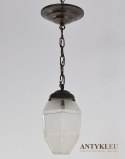 Stara lampa sufitowa art deco oryginalny klosz antyk z lat 1920 zabytkowe oświetlenie