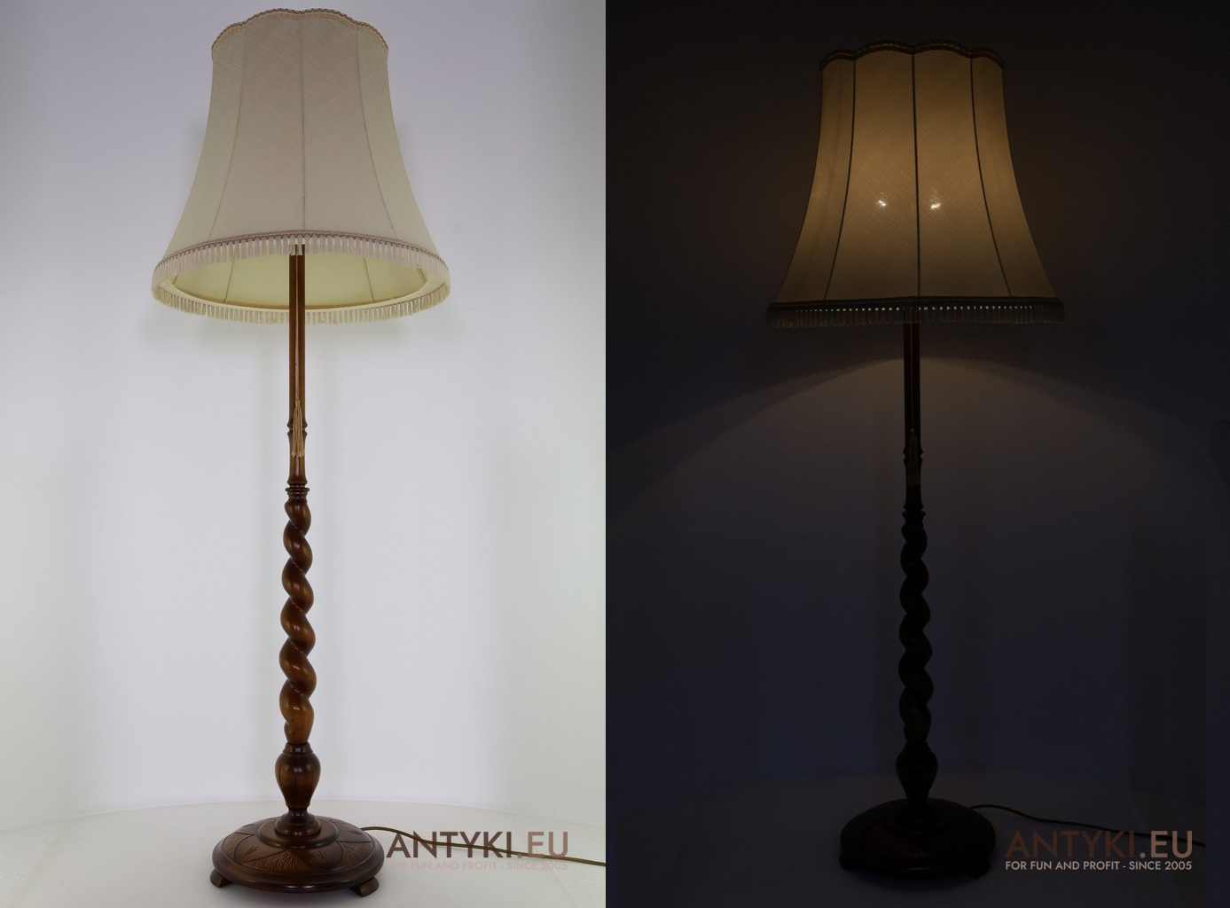 Lampa podłogowa z litego drewna orzechowego – ikona stylu retro z połowy XX wieku