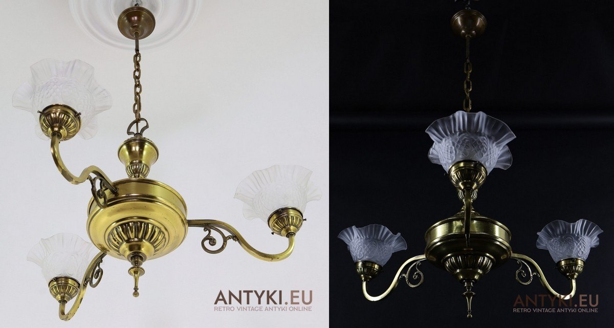 mosiężne żyrandole retro vintage